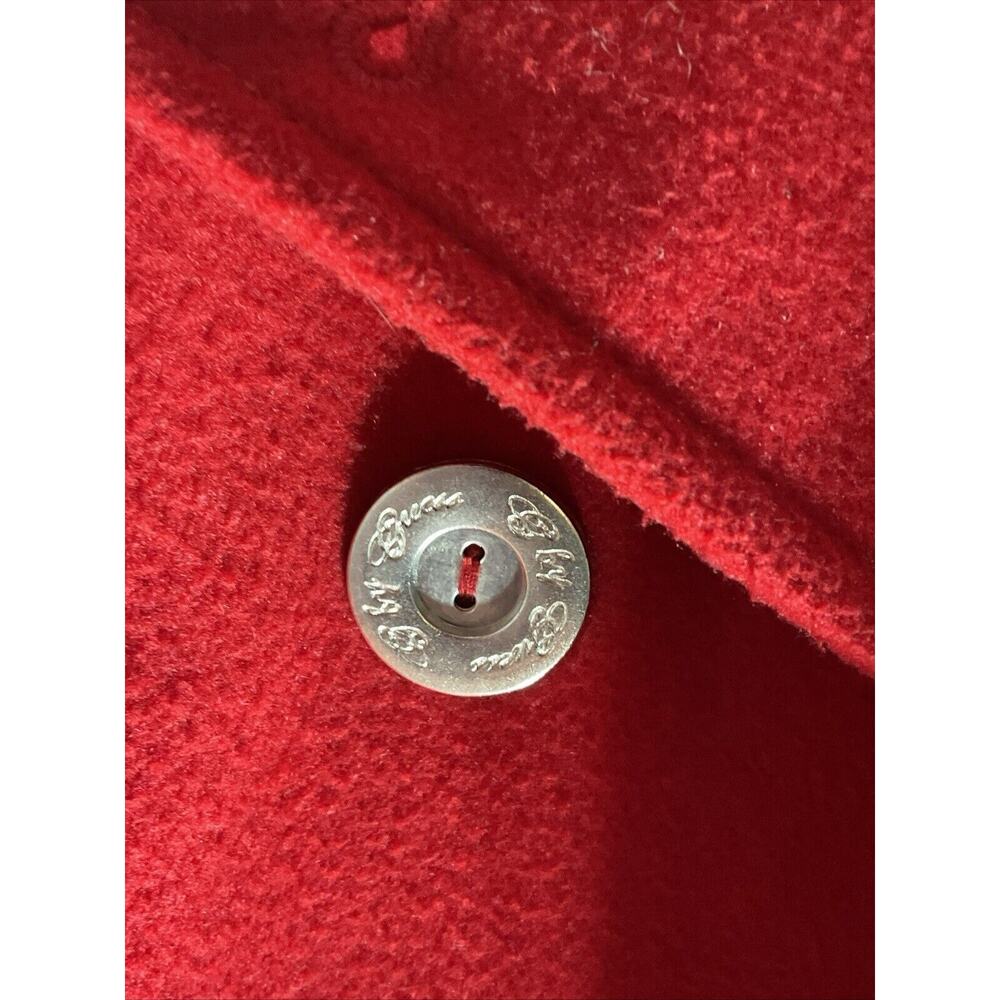 Vintages G By Guess Red Button Up Wool Blend Peac… - image 3